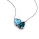 4 - Zuri 1.85 ctw Heart Shape Blue Topaz with Pear Shape London Blue Topaz Toi Et Moi Women Pendant Necklace 