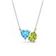 1 - Zuri 1.80 ctw Heart Shape Blue Topaz with Pear Shape Peridot Toi Et Moi Women Pendant Necklace 