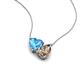4 - Zuri 1.65 ctw Heart Shape Blue Topaz with Pear Shape Smoky Quartz Toi Et Moi Women Pendant Necklace 