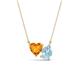 1 - Zuri 1.28 ctw Heart Shape Citrine with Pear Shape Aquamarine Toi Et Moi Women Pendant Necklace 
