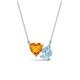 1 - Zuri 1.28 ctw Heart Shape Citrine with Pear Shape Aquamarine Toi Et Moi Women Pendant Necklace 