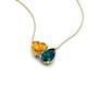 4 - Zuri 1.53 ctw Heart Shape Citrine with Pear Shape London Blue Topaz Toi Et Moi Women Pendant Necklace 
