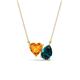 1 - Zuri 1.53 ctw Heart Shape Citrine with Pear Shape London Blue Topaz Toi Et Moi Women Pendant Necklace 