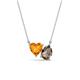 1 - Zuri 1.33 ctw Heart Shape Citrine with Pear Shape Smoky Quartz Toi Et Moi Women Pendant Necklace 