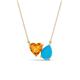 1 - Zuri 1.03 ctw Heart Shape Citrine with Pear Shape Turquoise Toi Et Moi Women Pendant Necklace 