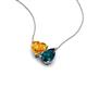 4 - Zuri 1.53 ctw Heart Shape Citrine with Pear Shape London Blue Topaz Toi Et Moi Women Pendant Necklace 