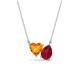 1 - Zuri 1.63 ctw Heart Shape Citrine with Pear Shape Created Ruby Toi Et Moi Women Pendant Necklace 