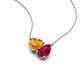 4 - Zuri 1.63 ctw Heart Shape Citrine with Pear Shape Created Ruby Toi Et Moi Women Pendant Necklace 