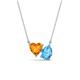 1 - Zuri 1.53 ctw Heart Shape Citrine with Pear Shape Blue Topaz Toi Et Moi Women Pendant Necklace 