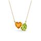 1 - Zuri 1.48 ctw Heart Shape Citrine with Pear Shape Peridot Toi Et Moi Women Pendant Necklace 