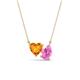 1 - Zuri 1.58 ctw Heart Shape Citrine with Pear Shape Created Pink Sapphire Toi Et Moi Women Pendant Necklace 