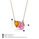 3 - Zuri 1.58 ctw Heart Shape Citrine with Pear Shape Created Pink Sapphire Toi Et Moi Women Pendant Necklace 