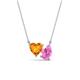 1 - Zuri 1.58 ctw Heart Shape Citrine with Pear Shape Created Pink Sapphire Toi Et Moi Women Pendant Necklace 