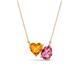 1 - Zuri 1.38 ctw Heart Shape Citrine with Pear Shape Pink Tourmaline Toi Et Moi Women Pendant Necklace 