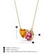 3 - Zuri 1.38 ctw Heart Shape Citrine with Pear Shape Pink Tourmaline Toi Et Moi Women Pendant Necklace 