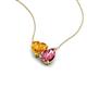 4 - Zuri 1.38 ctw Heart Shape Citrine with Pear Shape Pink Tourmaline Toi Et Moi Women Pendant Necklace 