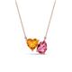 1 - Zuri 1.38 ctw Heart Shape Citrine with Pear Shape Pink Tourmaline Toi Et Moi Women Pendant Necklace 