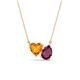 1 - Zuri 1.58 ctw Heart Shape Citrine with Pear Shape Rhodolite Garnet Toi Et Moi Women Pendant Necklace 