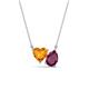 1 - Zuri 1.58 ctw Heart Shape Citrine with Pear Shape Rhodolite Garnet Toi Et Moi Women Pendant Necklace 
