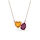 1 - Zuri 1.58 ctw Heart Shape Citrine with Pear Shape Rhodolite Garnet Toi Et Moi Women Pendant Necklace 
