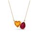 1 - Zuri 1.63 ctw Heart Shape Citrine with Pear Shape Created Ruby Toi Et Moi Women Pendant Necklace 