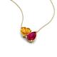 4 - Zuri 1.63 ctw Heart Shape Citrine with Pear Shape Created Ruby Toi Et Moi Women Pendant Necklace 