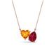1 - Zuri 1.63 ctw Heart Shape Citrine with Pear Shape Created Ruby Toi Et Moi Women Pendant Necklace 