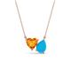 1 - Zuri 1.03 ctw Heart Shape Citrine with Pear Shape Turquoise Toi Et Moi Women Pendant Necklace 