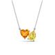 1 - Zuri 1.58 ctw Heart Shape Citrine with Pear Shape Created Yellow Sapphire Toi Et Moi Women Pendant Necklace 