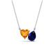 1 - Zuri 1.58 ctw Heart Shape Citrine with Pear Shape Created Blue Sapphire Toi Et Moi Women Pendant Necklace 