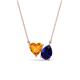 1 - Zuri 1.58 ctw Heart Shape Citrine with Pear Shape Created Blue Sapphire Toi Et Moi Women Pendant Necklace 