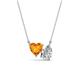1 - Zuri 1.43 ctw Heart Shape Citrine with Pear Shape IGI Cert. Lab Grown Diamond Women Pendant Necklace 