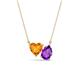 1 - Zuri 1.33 ctw Heart Shape Citrine with Pear Shape Amethyst Toi Et Moi Women Pendant Necklace 