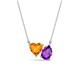 1 - Zuri 1.33 ctw Heart Shape Citrine with Pear Shape Amethyst Toi Et Moi Women Pendant Necklace 