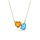 1 - Zuri 1.53 ctw Heart Shape Citrine with Pear Shape Blue Topaz Toi Et Moi Women Pendant Necklace 