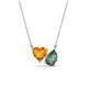 1 - Zuri 1.54 ctw Heart Shape Citrine with Pear Shape Created Alexandrite Toi Et Moi Women Pendant Necklace 