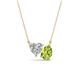 1 - Zuri 1.50 ctw Heart Shape Moissanite with Pear Shape Peridot Toi Et Moi Women Pendant Necklace 