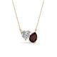 1 - Zuri 1.60 ctw Heart Shape Moissanite with Pear Shape Red Garnet Toi Et Moi Women Pendant Necklace 