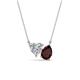 1 - Zuri 1.60 ctw Heart Shape Moissanite with Pear Shape Red Garnet Toi Et Moi Women Pendant Necklace 