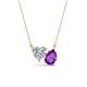 1 - Zuri 1.35 ctw Heart Shape Moissanite with Pear Shape Amethyst Toi Et Moi Women Pendant Necklace 