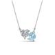 1 - Zuri 1.30 ctw Heart Shape Moissanite with Pear Shape Aquamarine Toi Et Moi Women Pendant Necklace 