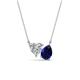 1 - Zuri 1.60 ctw Heart Shape Moissanite with Pear Shape Created Blue Sapphire Toi Et Moi Women Pendant Necklace 