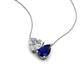 4 - Zuri 1.60 ctw Heart Shape Moissanite with Pear Shape Created Blue Sapphire Toi Et Moi Women Pendant Necklace 