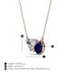 3 - Zuri 1.60 ctw Heart Shape Moissanite with Pear Shape Created Blue Sapphire Toi Et Moi Women Pendant Necklace 