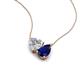 4 - Zuri 1.60 ctw Heart Shape Moissanite with Pear Shape Created Blue Sapphire Toi Et Moi Women Pendant Necklace 