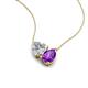 4 - Zuri 1.35 ctw Heart Shape Moissanite with Pear Shape Amethyst Toi Et Moi Women Pendant Necklace 