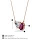 3 - Zuri 1.60 ctw Heart Shape Moissanite with Pear Shape Rhodolite Garnet Toi Et Moi Women Pendant Necklace 