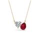 1 - Zuri 1.65 ctw Heart Shape Moissanite with Pear Shape Created Ruby Toi Et Moi Women Pendant Necklace 