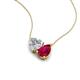 4 - Zuri 1.65 ctw Heart Shape Moissanite with Pear Shape Created Ruby Toi Et Moi Women Pendant Necklace 