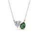 1 - Zuri 1.50 ctw Heart Shape Moissanite with Pear Shape Created Emerald Toi Et Moi Women Pendant Necklace 